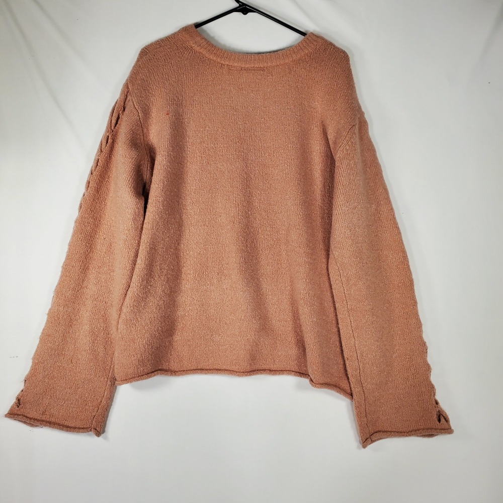 Daytrip Pullover Sponge Yarn Sweater Blush Pink Braided Sleeve XL 1117JS557 - Picture 5 of 8